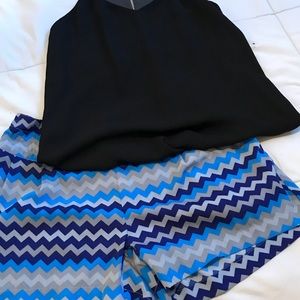 Blue grey striped shorts